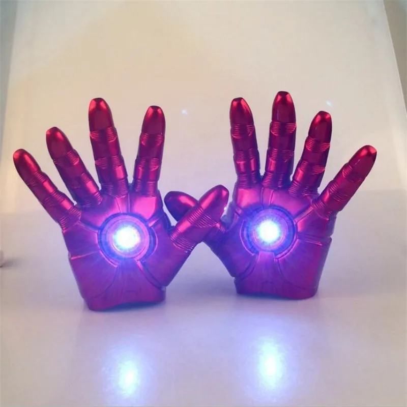 19cm Iron Man Gloves In Stock New Iron Man Cosplay Arc Reactor DIY Action Figure Toy Collection Model Assembled Lamp Toys for Children - Цвет: 19cm Iron Man Gloves