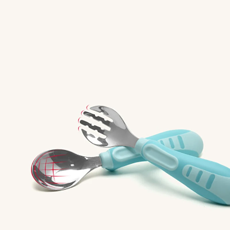 Infant Baby Spoon Sets Toddler Portable Cutlery Stainless Fork Spoon Baby Feeding Utensils 2Pcs/Set