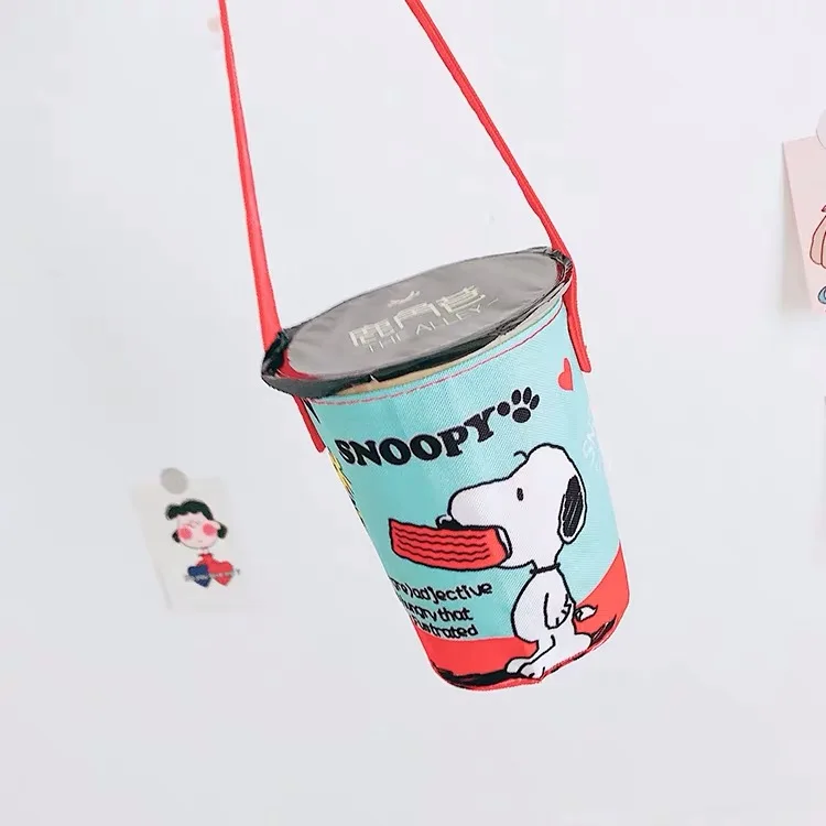 Peanuts Rogue Dog мультфильм Kawaii рука встряхнуть молоко чайная чашка с крышкой мешок чашки набор милый мультфильм сумка бутылка для воды анти-горячий пузырь - Цвет: green