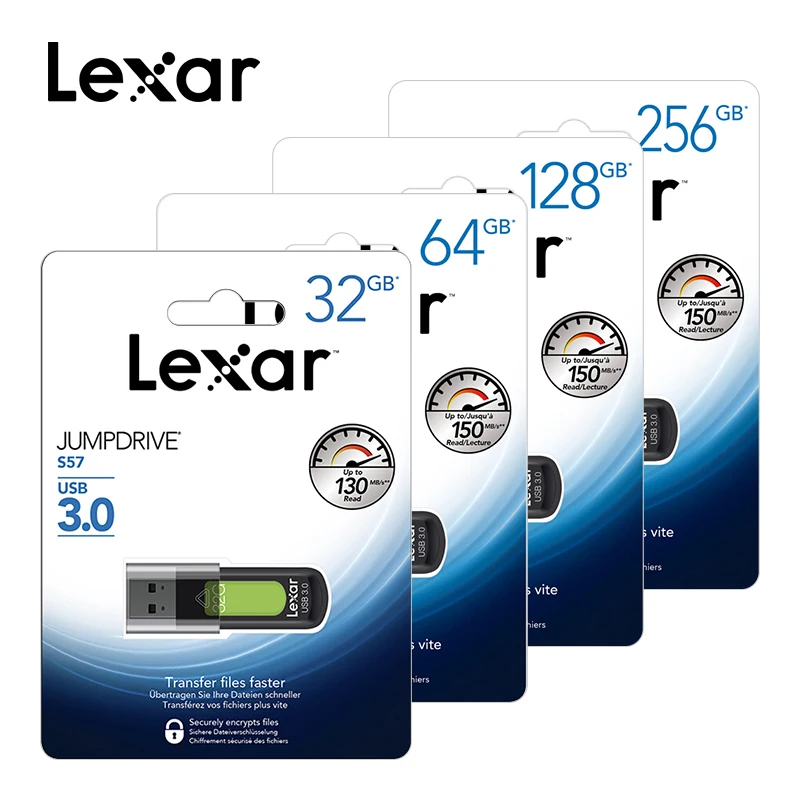 Lexar USB 3,0 256 ГБ 128 Гб 64 Гб оперативной памяти, 32 Гб встроенной памяти, USB флеш-накопитель Флешка 150 МБ/с. U диск Jumpdrive S57 для ПК