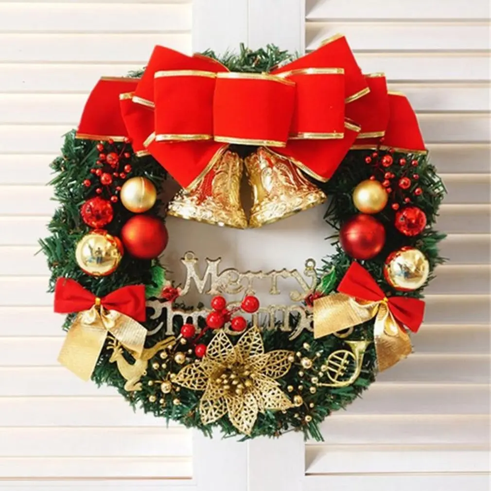 Christmas Decoration Wreath 30cm Christmas Wreath Door Hanging Christmas Gifts Christmas Vine Ring PVC Christmas Wreath