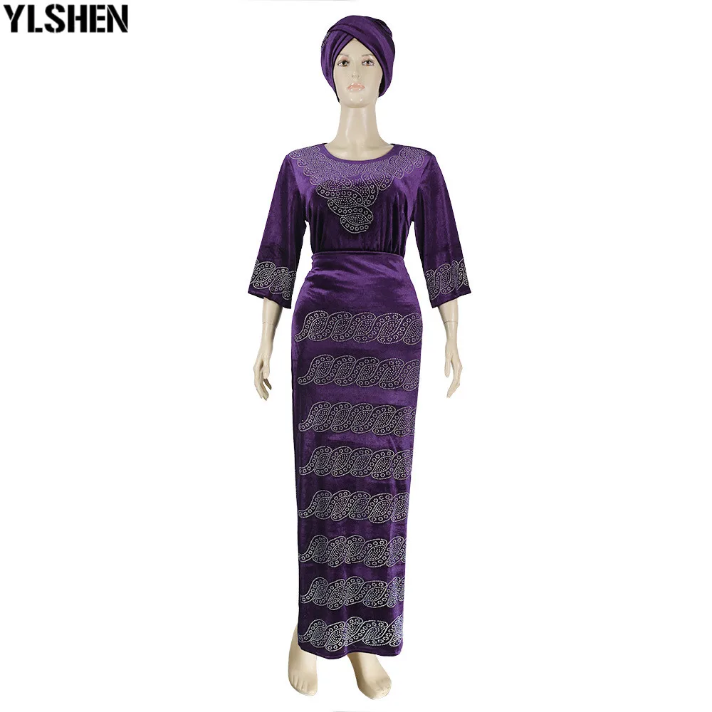 African Dresses for Women 3 Piece Set Dashiki Diamonds Tops Skirt African Clothes Bazin Broder Riche Fashion Robe Africaine Femme 12