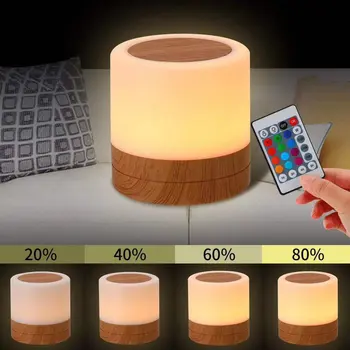 

RGB Dimmable Led Colorful Wood Grain USB Rechargeable Night Light Bedside Table Lamp Atmosphere Light Touch Light for Bedroom
