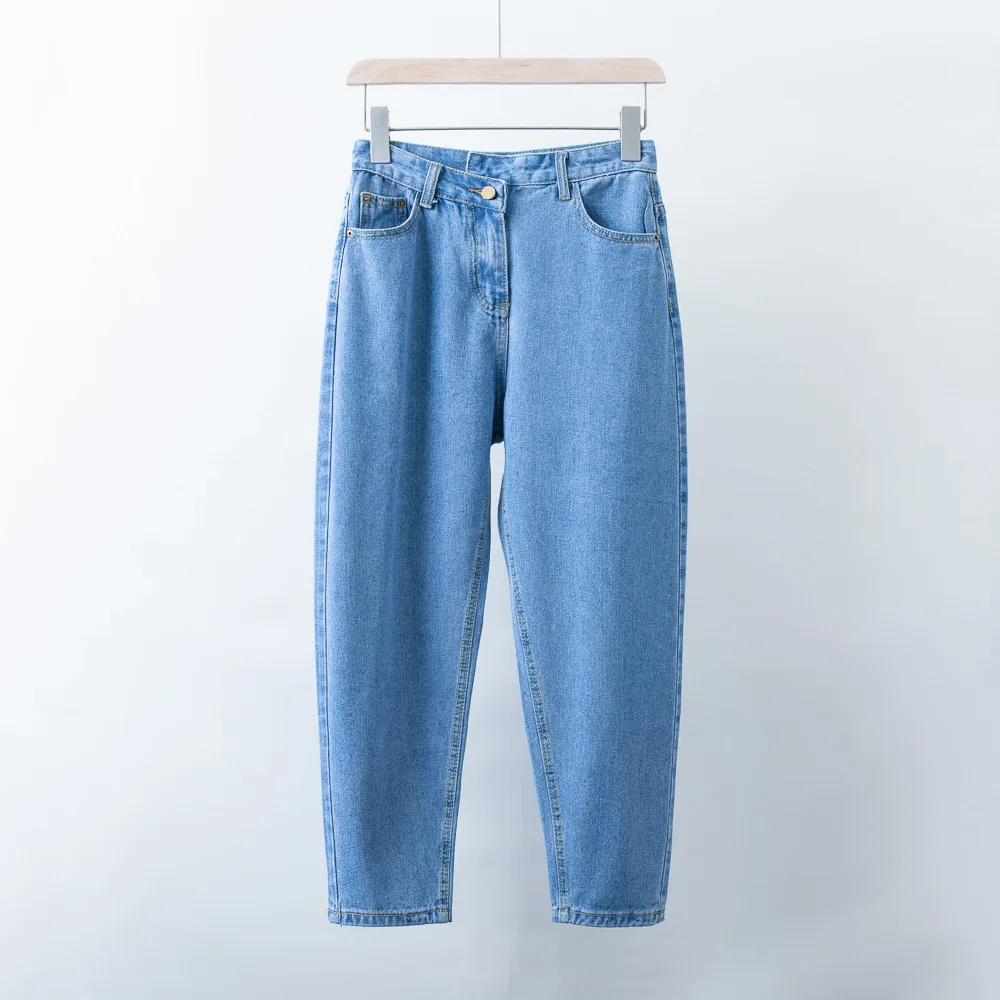 C0922-Korean-style Мода 19 Весенние новые продукты женское платье с высокой талией Необычные Свободные потертые джинсовые(длина до лодыжки Пан