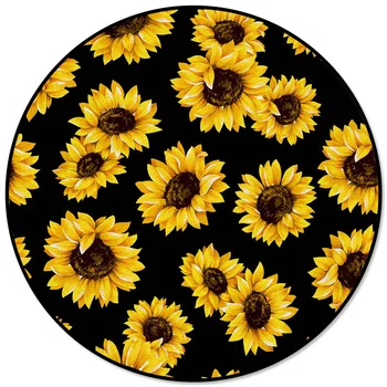 

Sunflower Plant Natural Yellow Pattern Rugs and Carpets for Home Living Room Round Rug for Children Rooms Non-slip