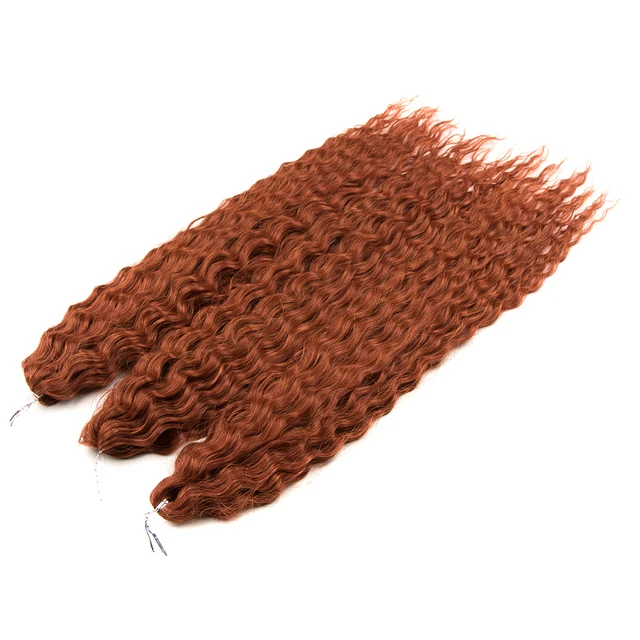FASHION IDOL Soft Water Wave Twist Crochet Hair Synthetic Braid Hair Ombre Blonde Pink 22 Inch Deep Wave Braiding Hair Extension BRONZE(17)