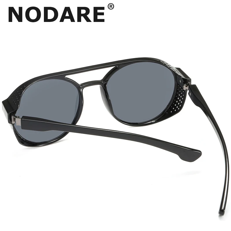 Новые модные женские солнцезащитные очки в стиле стимпанк, мужские ретро-очки, круглые боковые сетчатые стильные солнцезащитные очки, брендовые дизайнерские винтажные очки панка