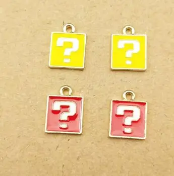 

New 10pcs cartoon enamel Super Mario question mark DIY Key chain Metal Charm Pendants Jewelry Making DIY gifts