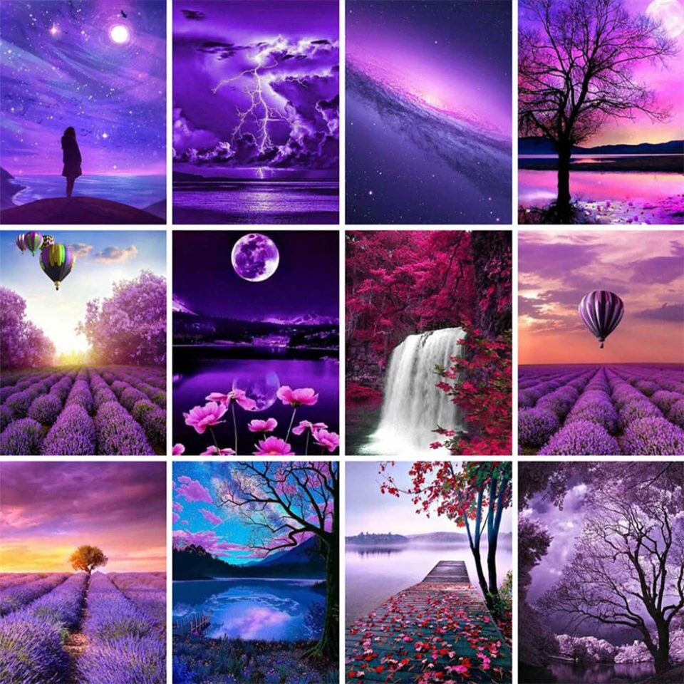 DIY 5D Diamond Painting by Number Sunset Garden Full Square Seaside