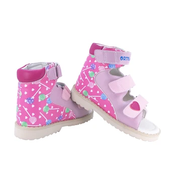

Children Cute Orthopedic Leather Sandals Graffiti With Heart Arch Support Open-toe Party Student Shoes for Kids Boys and Girls