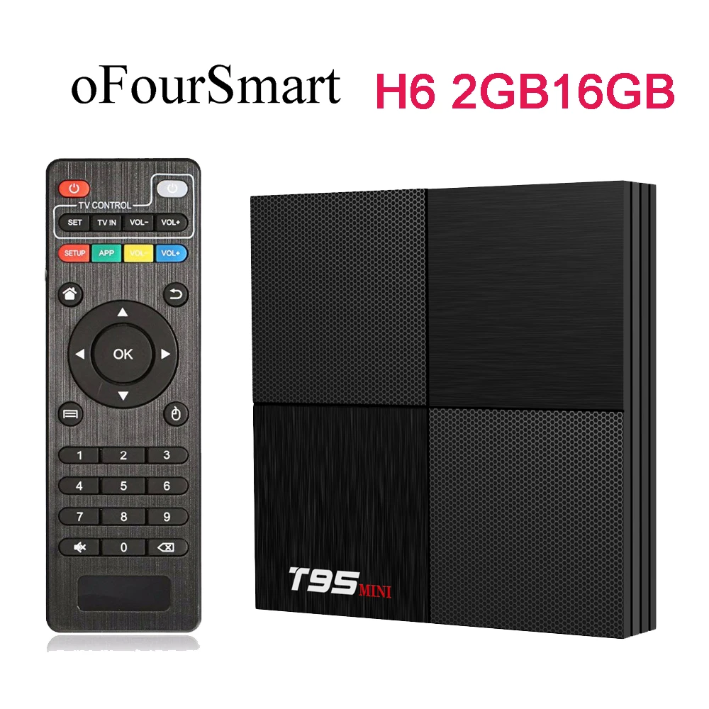 OFourSmart T95 Мини Android 9,0 Smart tv Box Allwinner H6 Поддержка 2,4 ГГц WiFi 2 Гб 16 Гб четырехъядерный комплект верхней коробки