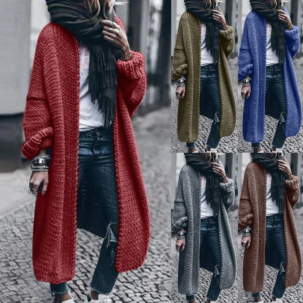 

2019 Autumn winter Women Sweater Long Cardigan Harajuku Loose Knit Cardigan Sweater Women Casual Cardigans Oversized Jacket Coat