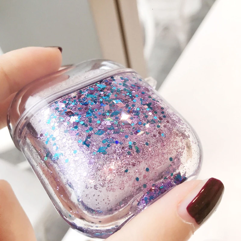 

NEW liquid Quicksand glitter case For Airpods wireless Bluetooth Earphone Case Transparent Headphone Protection Cover coque capa