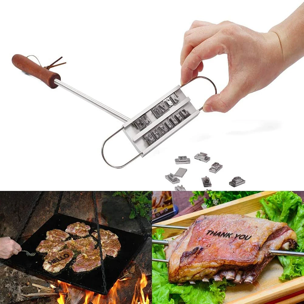 BBQ Barbecue Branding Iron Signature Name Marking Stamp Tool Meat Steak Burger 55 x Letters and 8 spaces bakery accessories