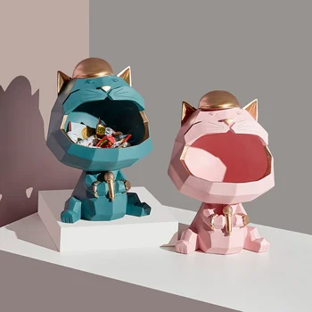 

Resin Storage Tank Geometric Cat and Cow Storage Equipment Animal Model Ornaments Modern Home Decoration Accessories Gifts