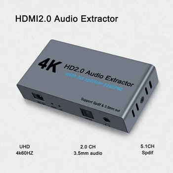 

HDMI 2.0 Audio Extractor Support 4K 60Hz HDR HDMI Converter Adapter HDR HDMI to Optical TOSLINK SPDIF Audio With power adapter