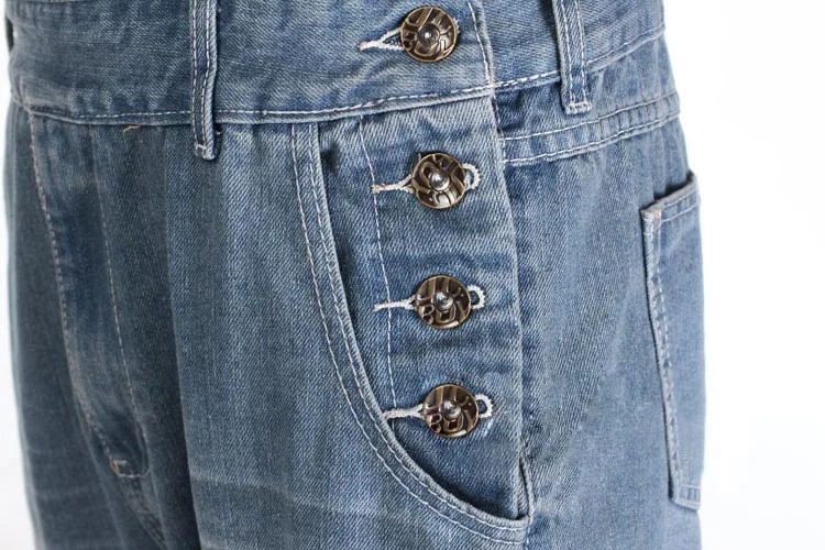 High Waist Blue Washed Straigth Trousers For Men Men's Strap Overalls Jeans Long Bib Pants Plus Size 5XL Streetwear Male Clothes