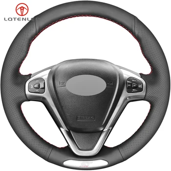 

LQTENLEO Black Artificial Leather DIY Hand-stitched Car Steering Wheel Cover For Ford Fiesta ST 2013 2014 2015 2016 2017 2018
