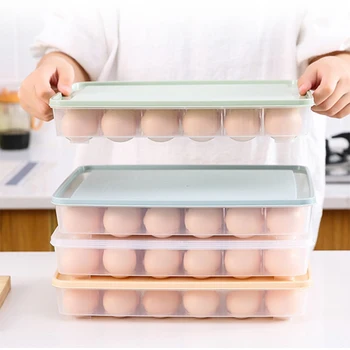 

24 Grids Egg Holder Handy Plastic Egg Tray Storage Box Container Organizer Container with Lid for Kitchen Fridge Organization