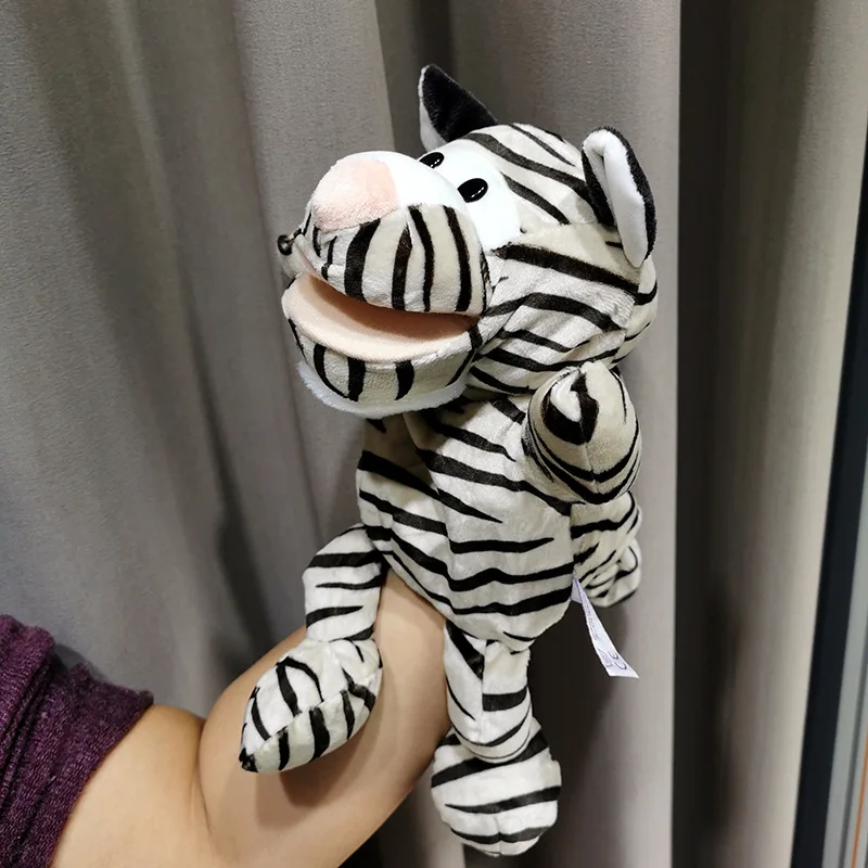 Animal Hand Puppet Plush Toys Wolf Lion Panda Raccoon Educational Story Doll Toy 30cm animal finger puppet