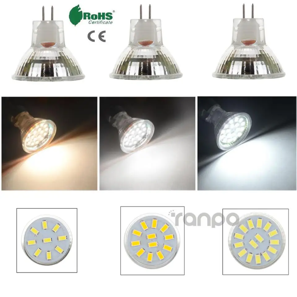 Bombillas Halógenas, MR11 GU4 LED 3W Blanco Cálido 3200K, 350LM, Repuesto Para Bombillas Halógenas De 20-25 W, Bombillas Halógenas GU4 MR11, ángulo De Haz De 120°, Paquete De 6 Unidades