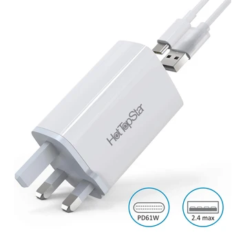 

HotTopStar 61W 2-Port USB C GaN PD Charger, Dual Port Quick Type C Wall Charger, USB-C Power Travel Wall Adapter
