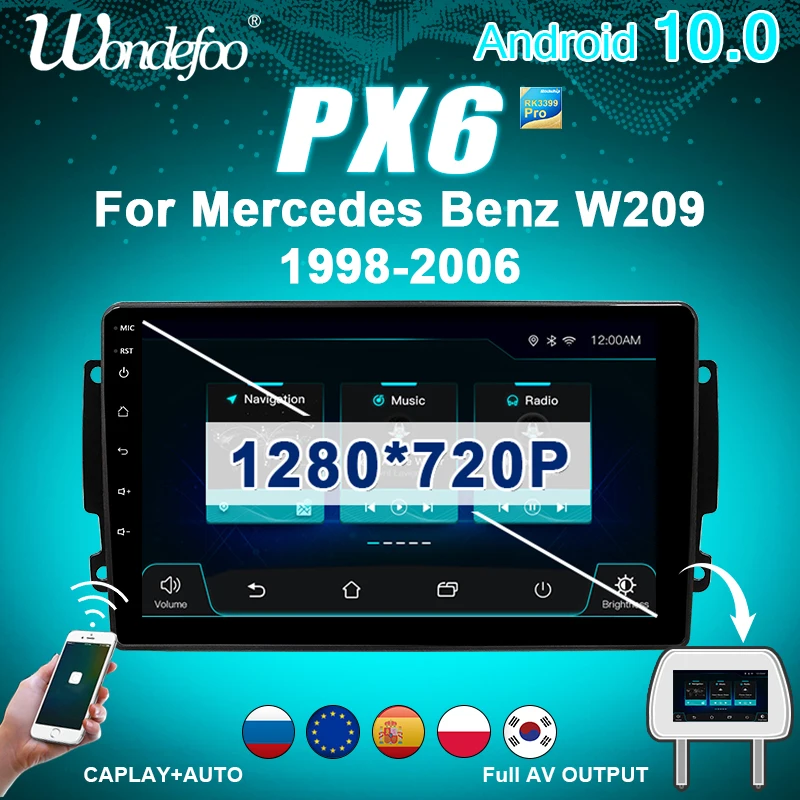 магнитола 2 din андроид Android 10 автомагнитола радио PX6 для Mercedes Benz W209 W203 W168 W463 W163 Viano W639