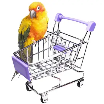 

Mini Shopping Cart Alloy Bird Shopping Cart Mini Supermarket Shopping Cart Trolley Pet Bird Parrot Hamster Toy