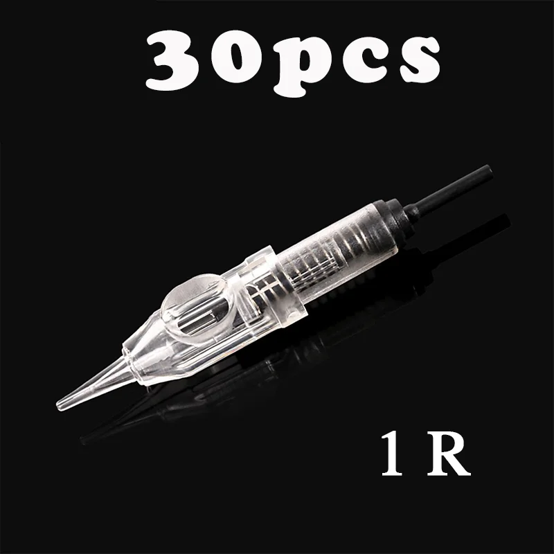 1R 30pcs Dermografo легко щелчок Перманентный макияж машина роторная Татуировка ручка татуировка машина с картриджем для подводка для глаз, бровей, губ Татуировки - Цвет: 1R 30pcs