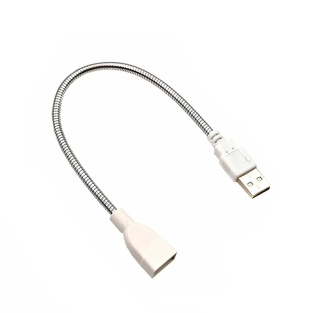 Cable de extensión USB de Metal Flexible, extensión de macho a hembra, Cable de alimentación de tubo de manguera de Metal para bombilla de lámpara de luz USB