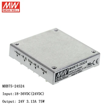 

MEAN WELL MHB75-24S24 75W 24V to 24V DC DC Half-Brick Regulated Single Output Converter 18-36V to 24V 3.13A Switch Power Supply