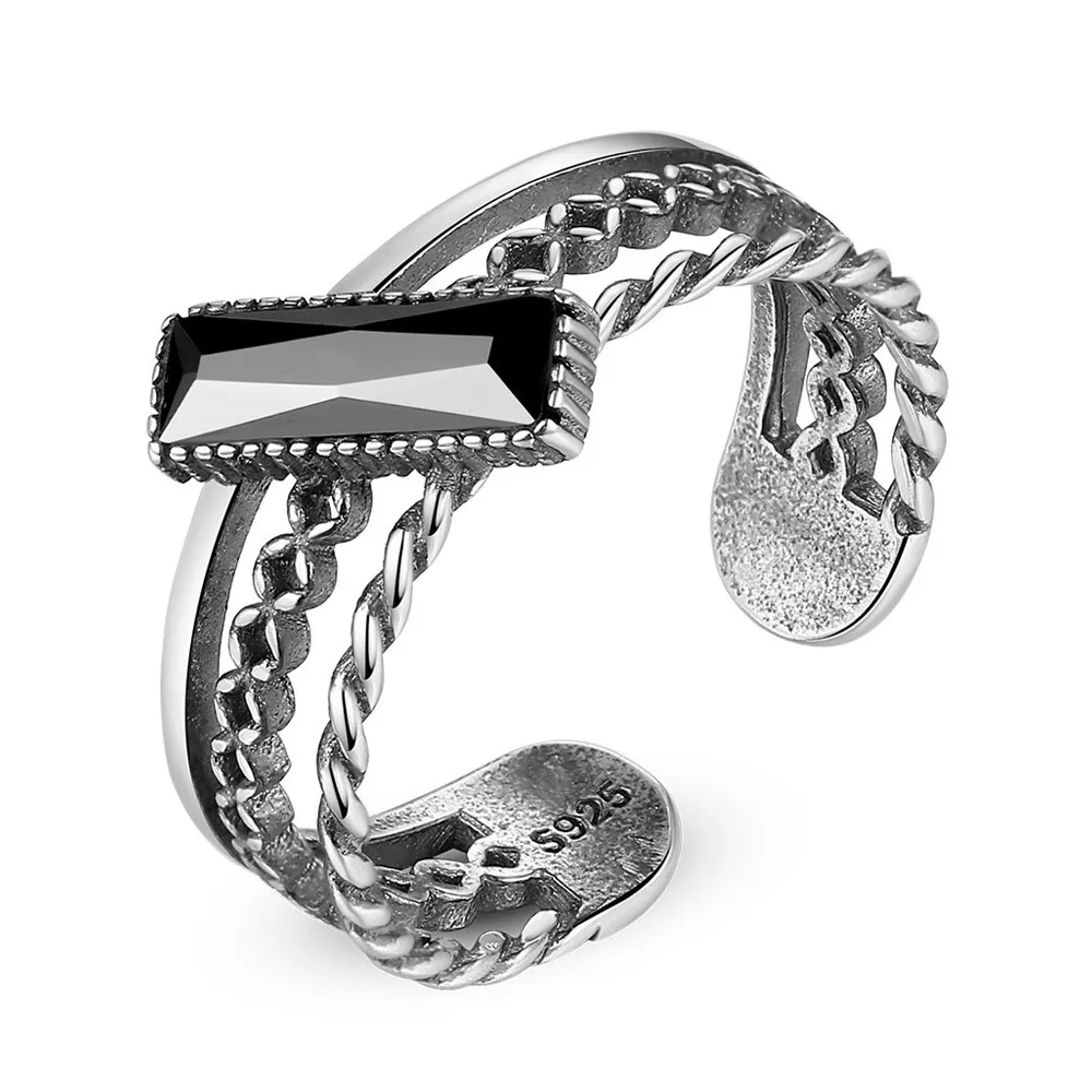 

Vintage 925 Sterling Silver Rings Handmade Size 18mm Adjustable Rings For Women Thai Silver Jewelry