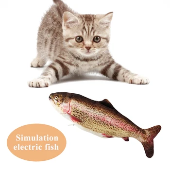 

Pet Cat Toy Electric Catnip Fish USB Rechargeable Wagging Jump Fish Automatic Realistic Simulated Plush Fish Cat Kitten Chew Toy