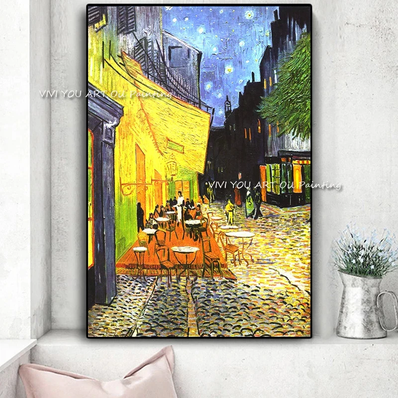 

The Top Aritst Van Goph Cafe Abstract Thick on Canvas Handpainted Textured Wall Art Unframed Furniture Livingroom Oil Painting