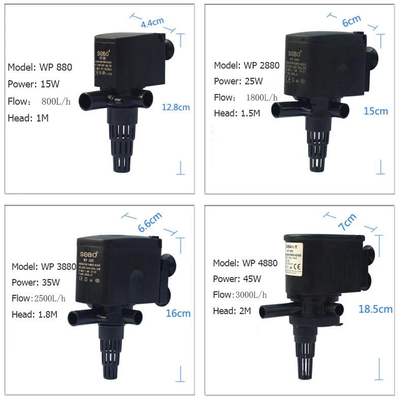 WP 880 Three in one submersible pump tank filter pump multi - function submersible pump filter oxygen 15w-45w optional