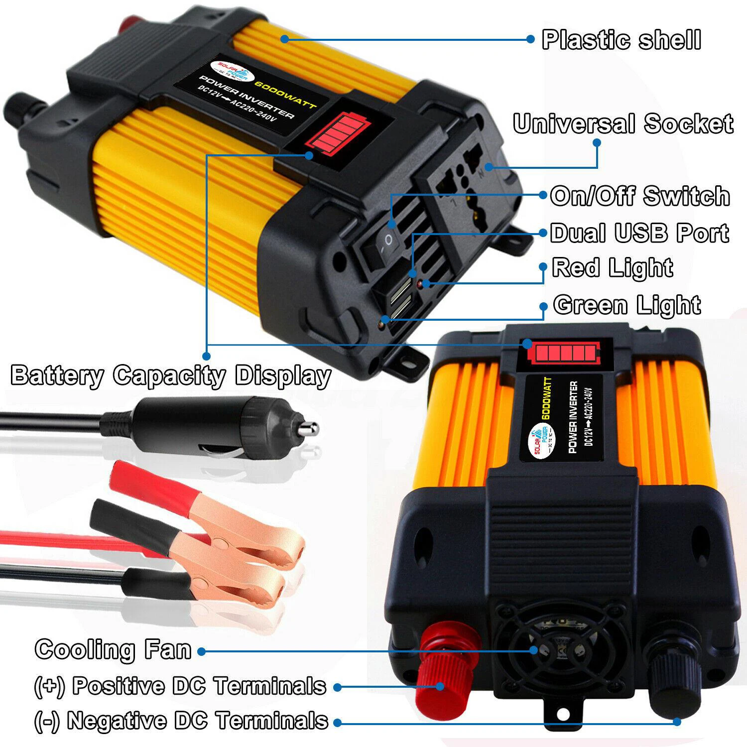 12V to 220V/110V LED Car Power Inverter Converter Charger Adapter Dual USB  Voltage Transformer Modified Sine Wave - AliExpress