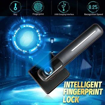 

Anti-theft Modern Electronic Home Security Apartment Smart Fingerprint Office School Stainless Steel Door Lock USB Charging