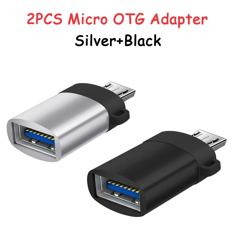 2 шт. Micro USB 3,0 OTG адаптер Micro Male-USB Female для samsung Xiaomi Honor huawei Redmi OPPO VIVO Realme кабель для синхронизации данных - Цвет: Silver Black 2PCS