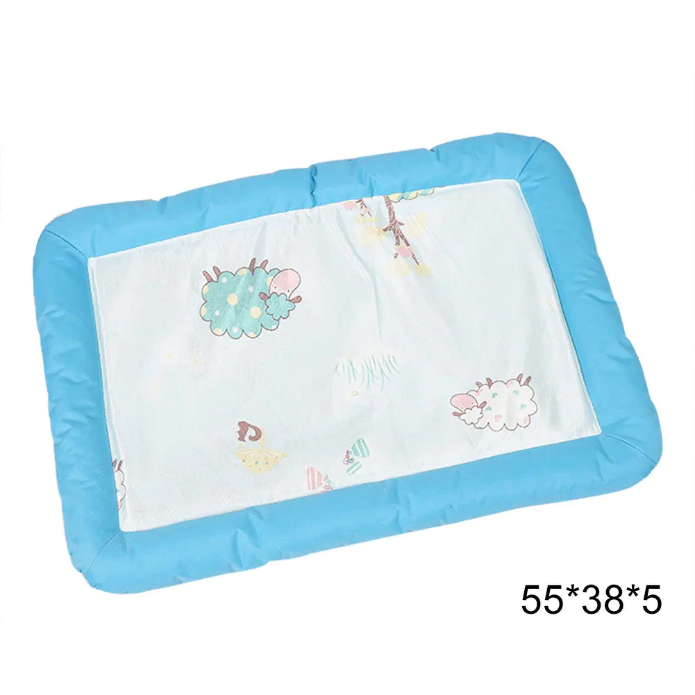 Blue Горячая Летняя дышащая собака, кровать для собаки кошки двойного назначения льдом шелк нескользящий коврик устойчив к прокусыванию питомник XJS789 - Цвет: Blue