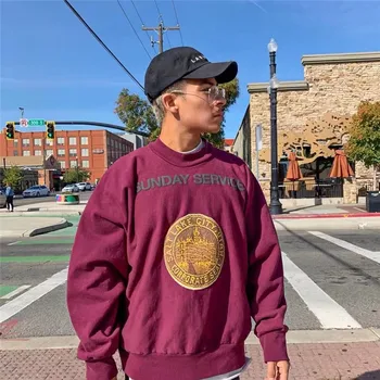 

New Kanye West Sunday Service Sweatshirts Men Women Retro Loose 3D Printing Sunday Service CPFM.XYZ Kanye Pullover Hoodie