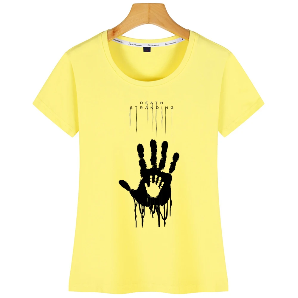 Yellow Топы, футболка, женская футболка с надписью "Death Stranding Hand", свободная посадка, Базовая футболка с принтом в стиле Харадзюку - Цвет: Yellow