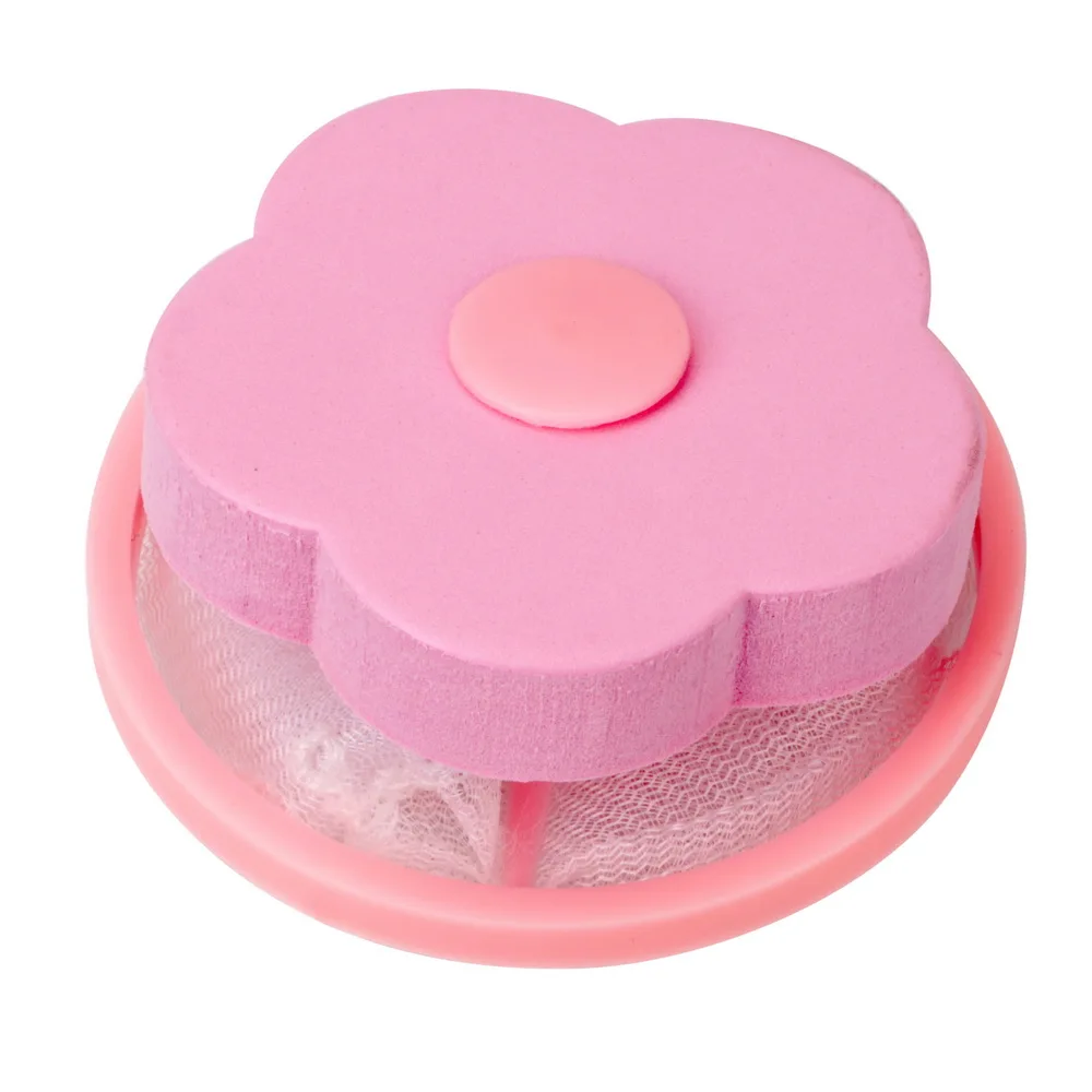 Pink Filter Mesh Pouch Washing Machine Filter Laundry Balls Discs Hair Removal Catcher Dirty Fiber Collector Cleaning Balls Bag - Color: Pink