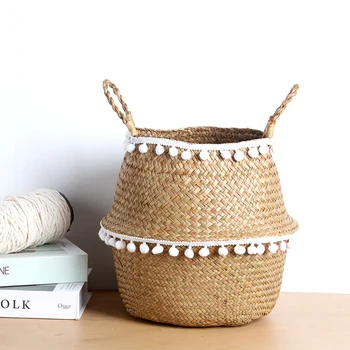 

New Foldable organizer Storage Basket Folding wicker basket rattan basket Garden Flower Pot Planter Laundry Basket