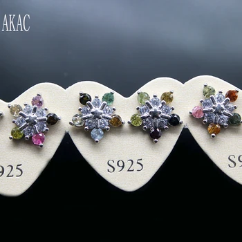 

Free shipping AKAC approx10-11mm natural colorful tourmaline stud earrings for women earrings send randomly