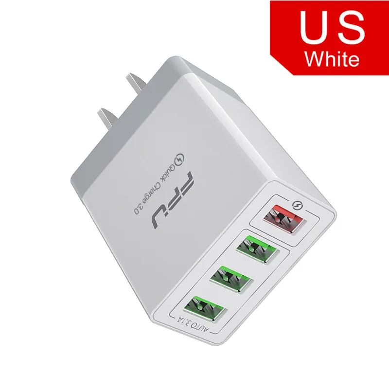 FPU Быстрая зарядка 3,0 48 Вт QC 3,0 QC3.0 быстрое зарядное устройство USB Портативное настенное зарядное устройство для мобильного телефона для iPhone Xiaomi A3 samsung S10 Plus - Тип штекера: US Plug White
