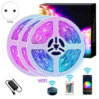 

WiFi LED Strip Lights15M Waterproof 5050 LED Strip Lights with 24 Keys Remote for Home Christmas Halloween (EU Plug)