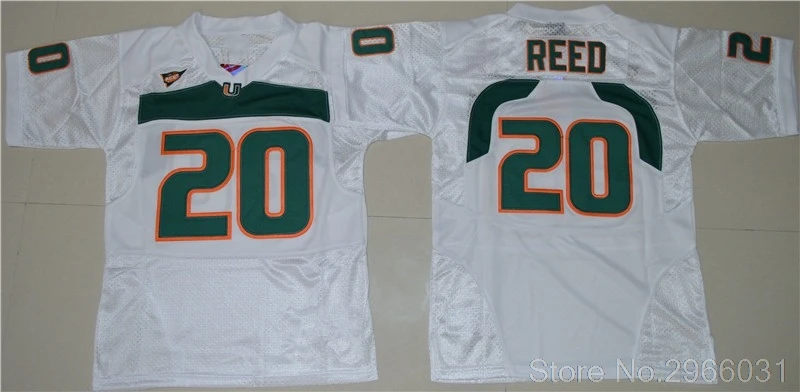 Молодежная Джерси для колледжа "Майями харрикейнс 26 Шон Тэйлор 20 Ed Reed 52" Рэй Льюис "-Оранжевый Белый Зеленый Размер S, M, L, XL