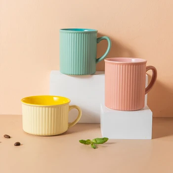 

Cute Coffee Mug Nordic Reusable Water Office Yellow Smoothie Sister Mug Spill Proof Kubek Ceramiczny Kitchen Supplies DE50MK