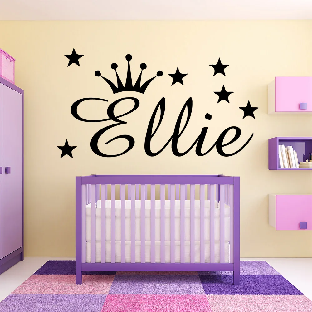 Personalized Crown Custom Name Wall Stickers For Kids Rooms Decoration sticker Babys
