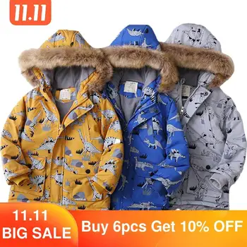 

Children Dinosaur Jacket 2020 Winter Kids cartoon outerwear & coat for boys down cotton boys Snowsuit parka children clothing